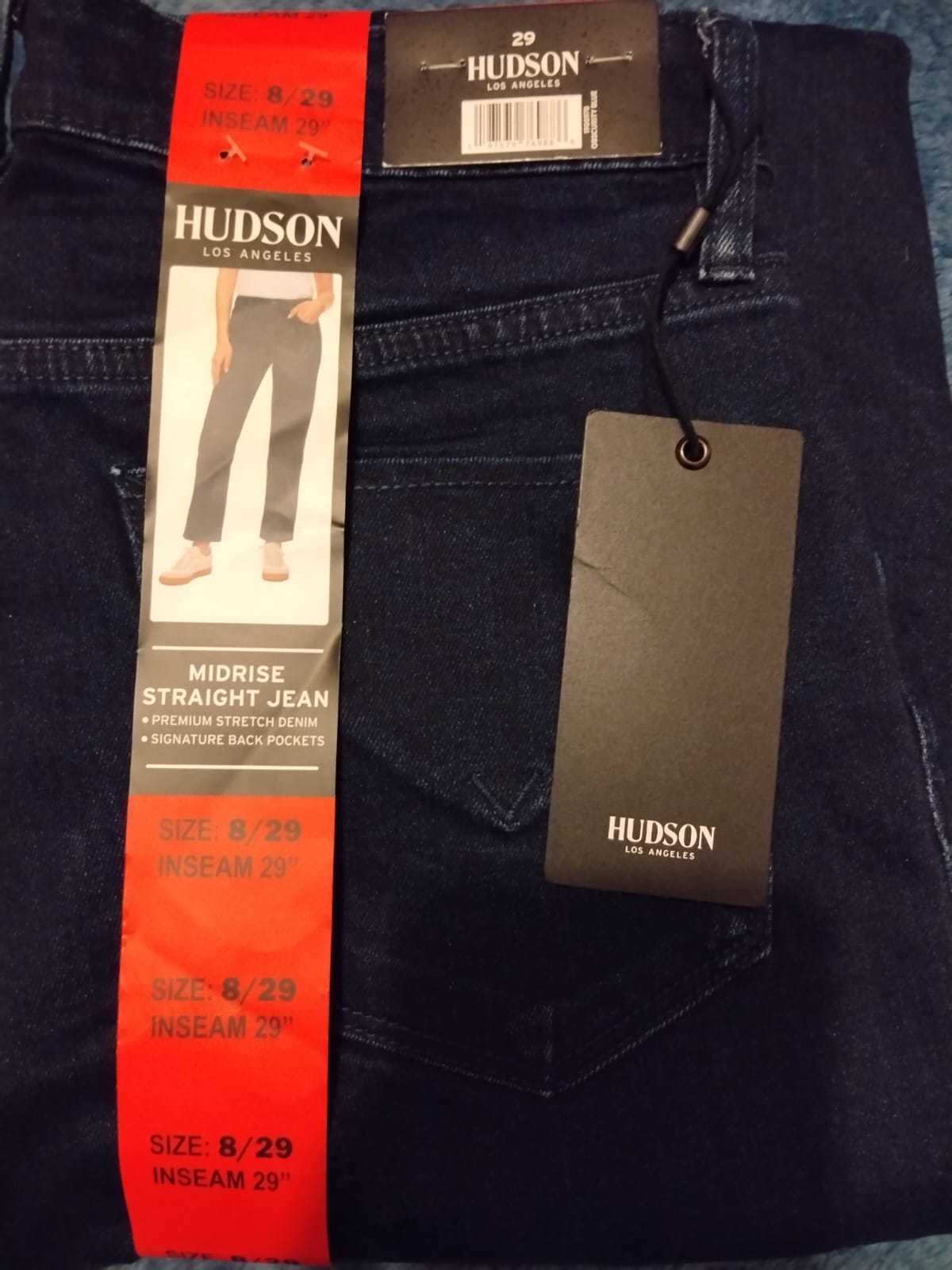 Jeans Vaquero Recto Azul Oscuro – Tiro Alto Talla 38