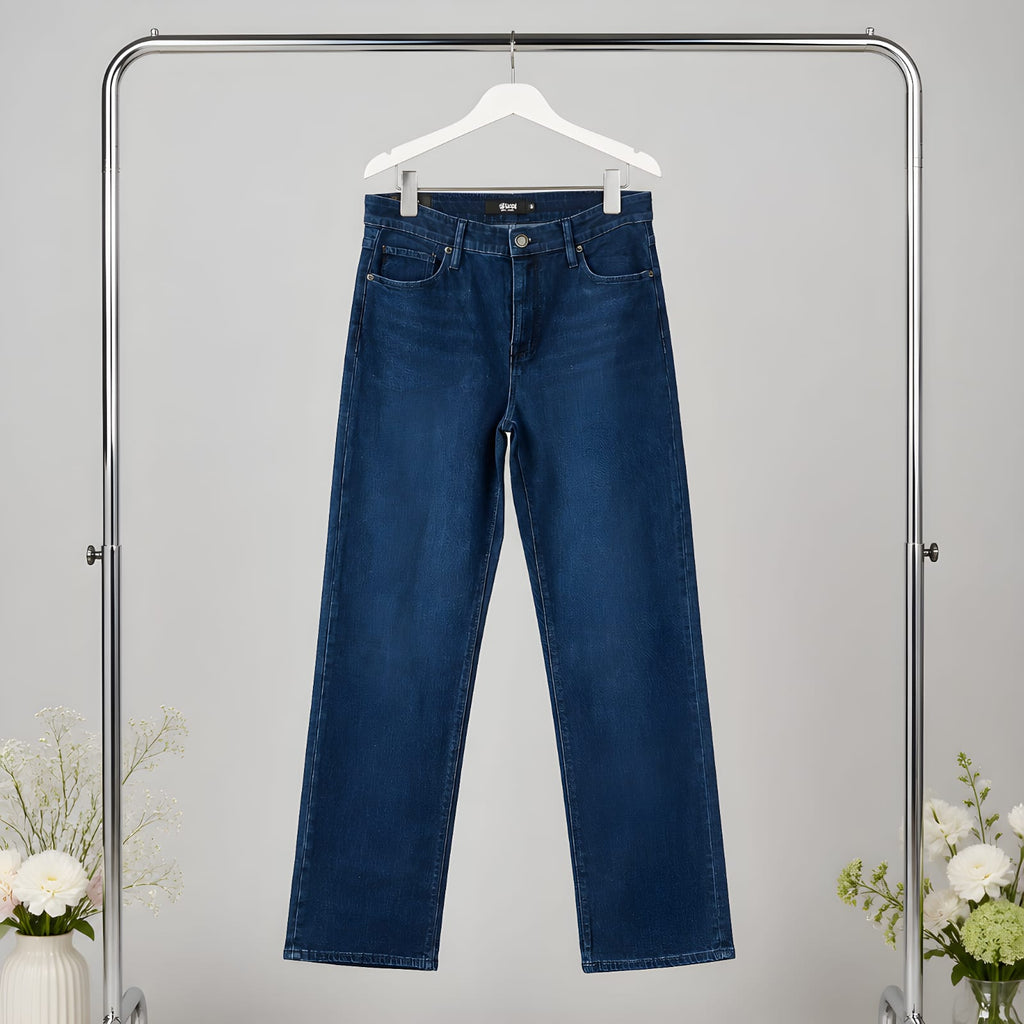 Jeans Vaquero Recto Azul Oscuro – Tiro Alto Talla 38