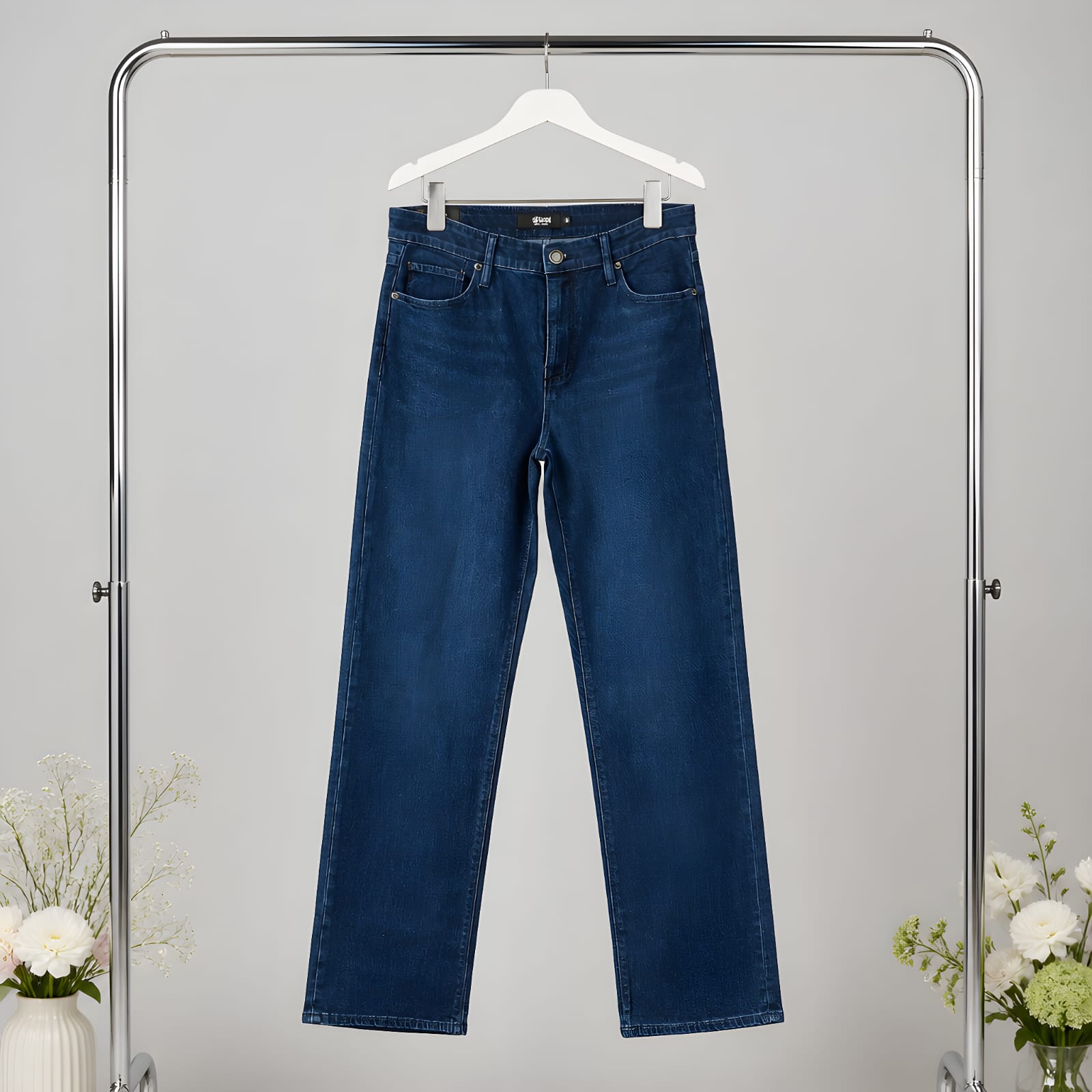 Jeans Vaquero Recto Azul Oscuro – Tiro Alto Talla 38